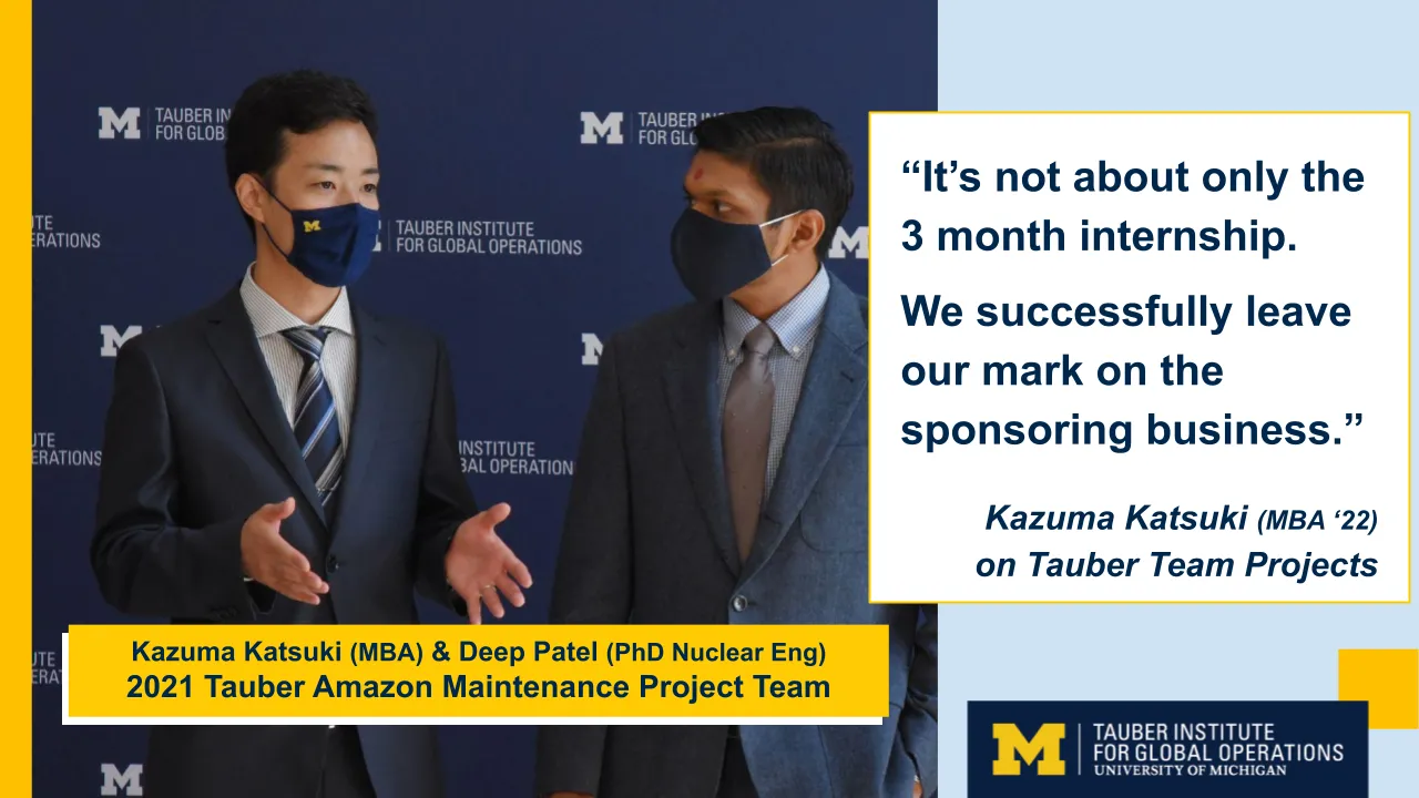 Kazuma Katsuki (MBA 22) on Tauber Team Projects