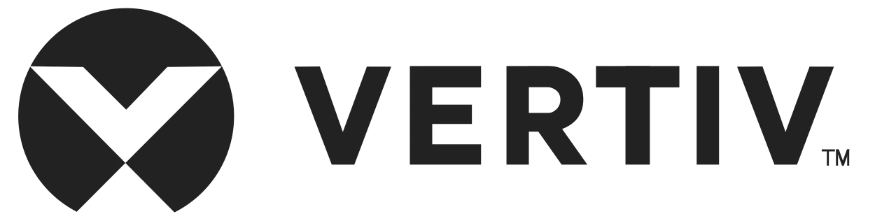 Vertiv text and V logo in black